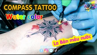 Compass tattoo hình xăm la bàn color water | Lee Thành Đnai