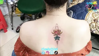 TATTOO xăm hoa sen cho cô gái có l.ưng đẹp | Lee Thành Đnai #4