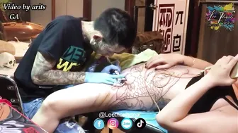 TATTOO Cận cảnh xăm bướm gái xinh bao xịn xò hình xăm #shorts | Lee Thành Đnai #2