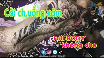 TATTOO khoe body k che hot girl 2k1 cận cảnh xăm bít lưng | Lee Thành Đnai