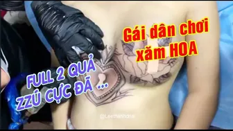 XĂM HÌNH bé 2k ngựz siêu to xăm full 2 quả bưởi | Lee Thành Đnai