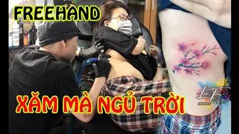 hình xăm Cover hoa đào căng mọng tattoo freehand cho bé 2k2 | Lee Thành Tats&Pies