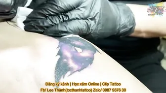 xăm hình Cáo galaxy che sẹo dài bắp chân Tattoo cover Fox galaxy || Lee Thành Tats&Pies #2