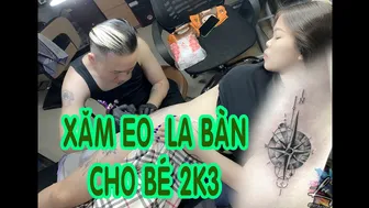 Xăm hình la bàn ở eo cực thốn cho bé 2k3 | Lee Thành Đnai #1