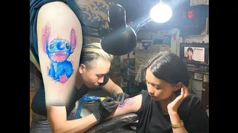 xăm hình bé xinh 2k3 với hình tattoo stitch cực cool | lapse time | Lee Thành Tats&Pies