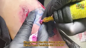 xăm hình bé xinh 2k3 với hình tattoo stitch cực cool | lapse time | Lee Thành Tats&Pies #4