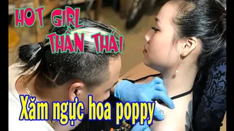 xăm hình ngực 2k3 hoa boppy cho bé xinh | Tattoo | Lee Thành Đnai