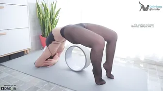 Exercise in black pantyhose hip up aimier Stretching Yoga 3 #2