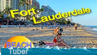 4K VIDEO BEACH WALK Fort Lauderdale FLORIDA travel vlog SLOW TV #1